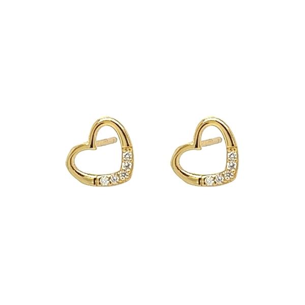 Hollow Heart Studs - Gold