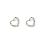 Silver Hollow Heart Studs