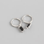 Black Lacey Huggie Earrings